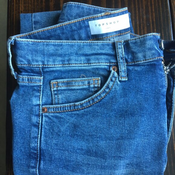Topshop Denim - Topshop Jamie Medium Wash Skinny Jeans with Raw Hem - size 28 waist, 30 Long